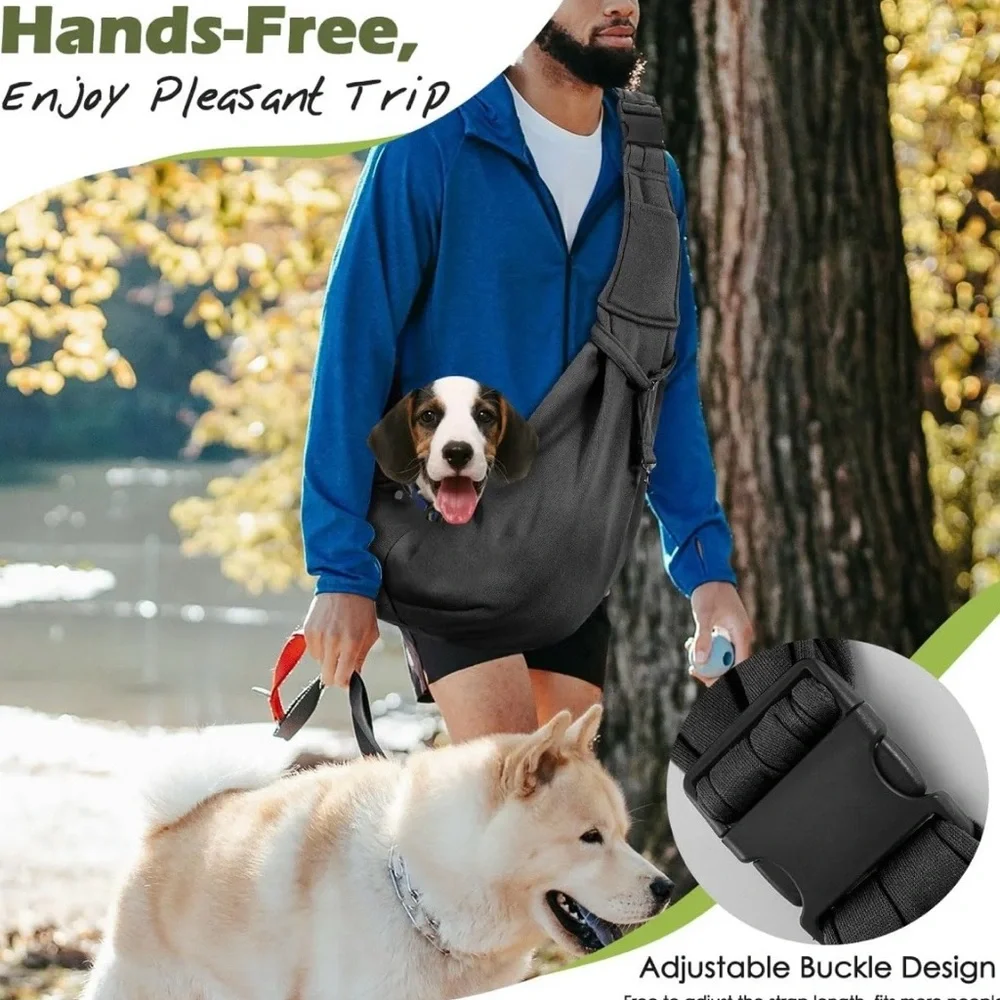 Black Dog Sling Carrier - Comfortable Hands-Free Pet Carrier